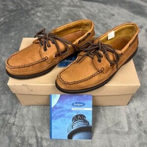 Rockport Boat Shoes Mens Size 9 Tan Leather Lace Up
